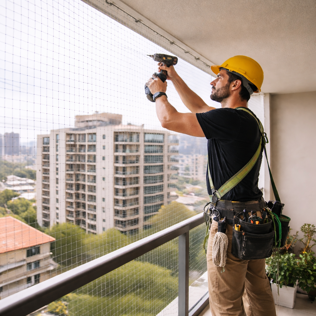 Person is installing bird net